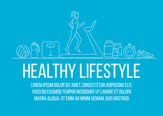 Healthy lifestyle flat poster