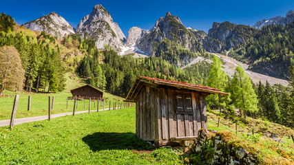Spring sunrise at Gosausee lake in Gosau, Alps