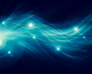 Abstract blue background, abstract lines twisting into beautiful bends