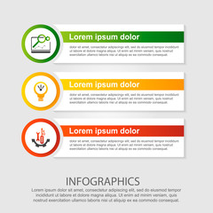 Fototapeta premium Modern vector illustration. Infographic template with three elements, circles and text. Step by step. Designed for business, presentations, web design, diagrams with 3 steps
