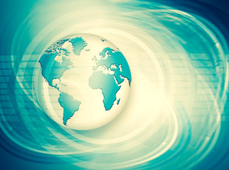 Best Internet Concept of global business. Globe, glowing lines on technological background. Wi-Fi, rays, symbols Internet, 3D illustration