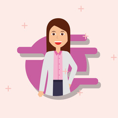 female doctor with coat medical profession vector illustration