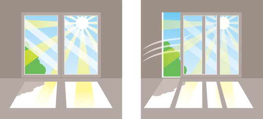 窓の直射日光
