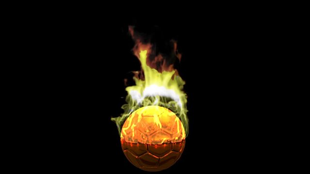 burning soccer ball. alpha channel, Chroma key