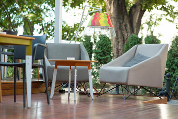 Modern restaurant terrace in the summer