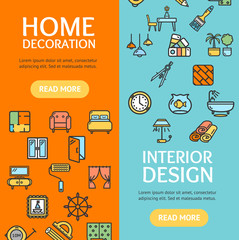 Home Decor Signs Banner Vecrtical Set. Vector