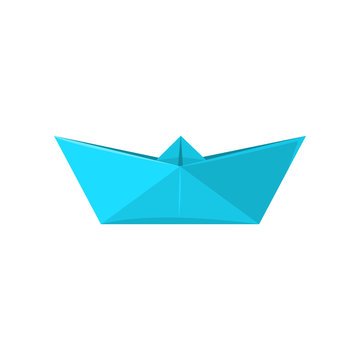Paper ship made in origami technique vector Illustration on a white background