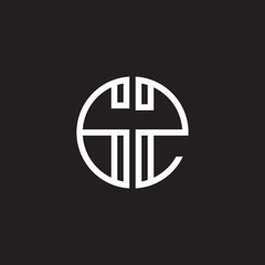 Initial letter GZ, minimalist line art monogram circle shape logo, white color on black background