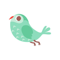 Cute cartoon green owlet bird character flying vector Illustration on a white background