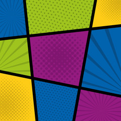 pop art comic colored dots sunburst background vector illustration