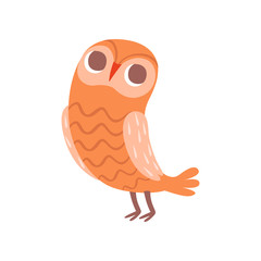 Cute cartoon orange owlet bird character vector Illustration on a white background