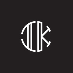 Obraz premium Initial letter IK, minimalist line art monogram circle shape logo, white color on black background