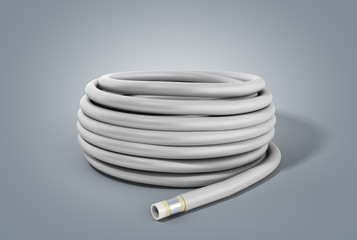Naklejka premium hose of plastic water pipes in layers 3d render on grey