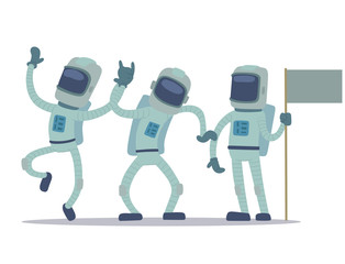 Astronaut in space vector character having fun spaceman galaxy cosmos atmosphere astronautics system fantasy traveler man.