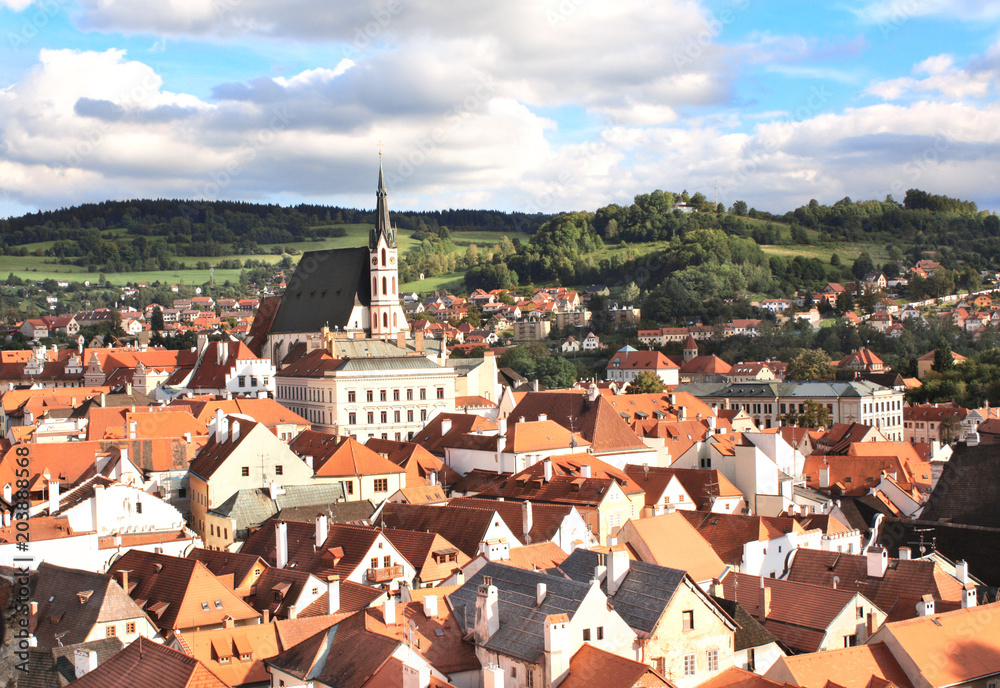 Sticker View of old city Cesky Krumlov, Czech Republic