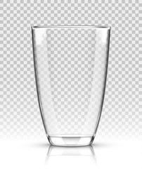 Vector empty realistic drinking glass on transparent background