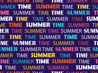 Seamless pattern with words. Summer time fashion background. Vector illustration