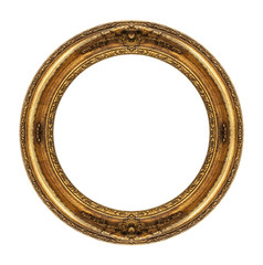 Gold vintage frame isolated on white background -Clipping Path