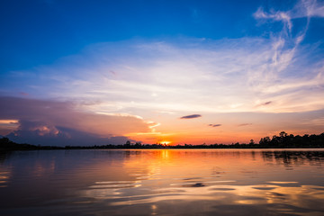 Sunset at the lake landscape