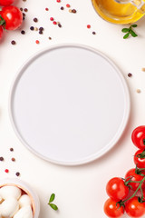 Tomatoes, basil, mozzarella cheese. Caprese salad ingredients