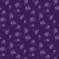 vintage violet floral seamless pattern.