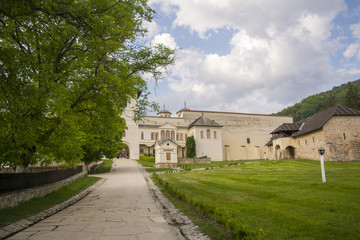 Fototapeta na wymiar The Horezu monastery in Romania, seen from outside.