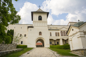 Fototapeta na wymiar The Horezu monastery in Romania, seen from outside.