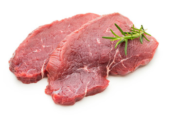 Fresh raw beef steak isolated on white.