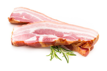 Pieces of raw pork lard isolated on white background.