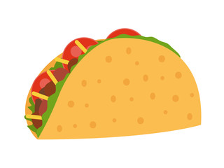 Taco vector illustration in flat style. Taco mexican food.  - obrazy, fototapety, plakaty