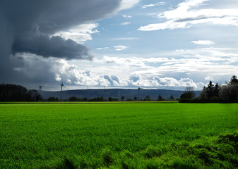 Landscape view and the mountains at the background.