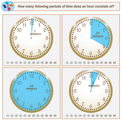 Naklejka premium Logical task. How many folowing periods of time does an hour consists of