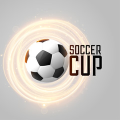 soccer cup background with football and glowing lines