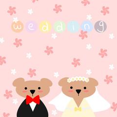 Cute couple bear for wedding theme background