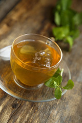 Homemade hot mint tea