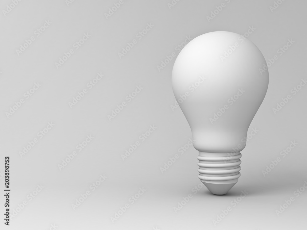 Aufkleber blank light bulb on gray background with shadow . 3d rendering.