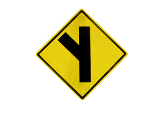 yellow Traffic Signs” Three separate “ isolated at on white background of file with Clipping Path .