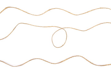 String, rope isolated on white background texture, top view