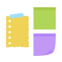 Multicolor notes post. Colored sticky note set. Post note paper vector