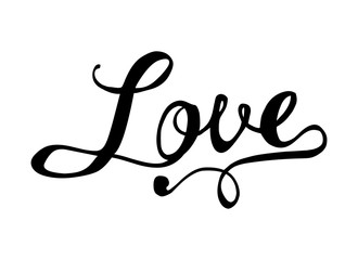 Love. Hand written doodle word on white