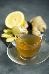Homemade ginger and lemon tea