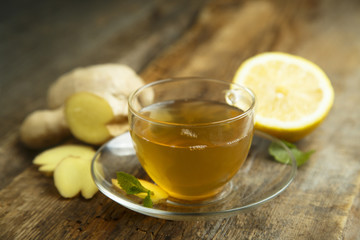 Homemade ginger and lemon tea