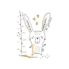 Cute hand drawn with Sketch doodle rabbit print.