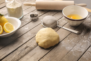 Kitchen table with cookies ingredients on it