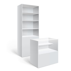 Showcase display. Retail shelf rack.