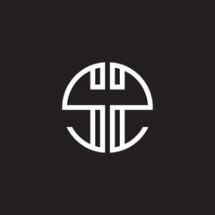 Initial letter SZ mirror, minimalist line art monogram circle shape logo, white color on black background