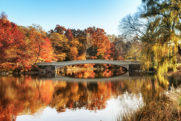 Indian Summer over Bow Bridge in Central Park