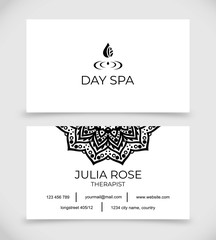 White simple business card templates with mandala vector