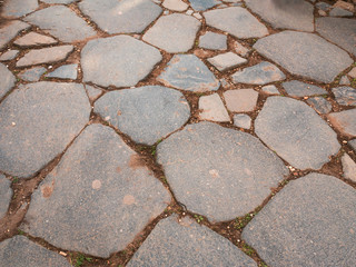close up ancient Roman road, Italy