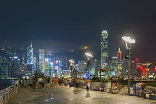 Night scene of Victoria harbor of Hong Kong